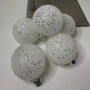 Christmas medium size glitter balls with white background